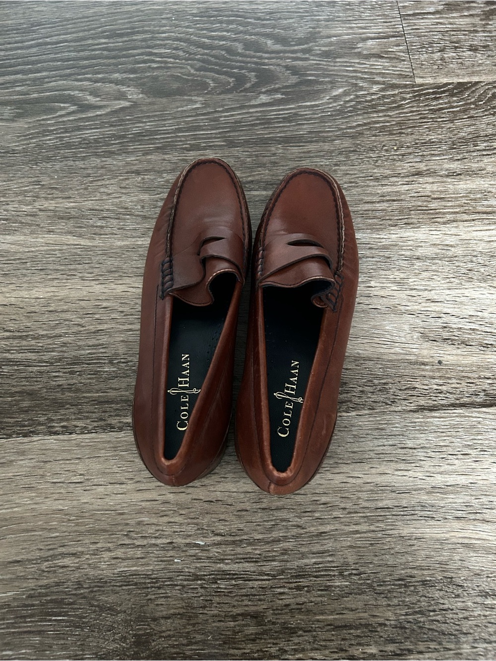Cole Haan Chestnut Brown Leather Penny Loafers